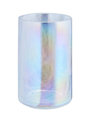 Transparenter, irisierender Glasbecher als Bad-Accessoire dekorativ im Bad