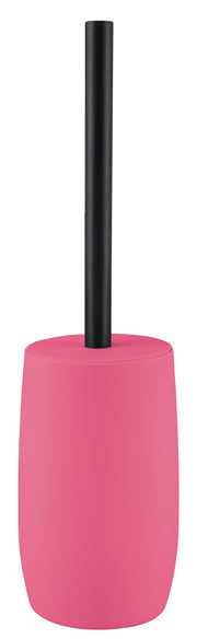 WC-Bürsten-Halter DAILY Pink mit schwarzem Stiel steht freistehend vor weißem Hintergrund.