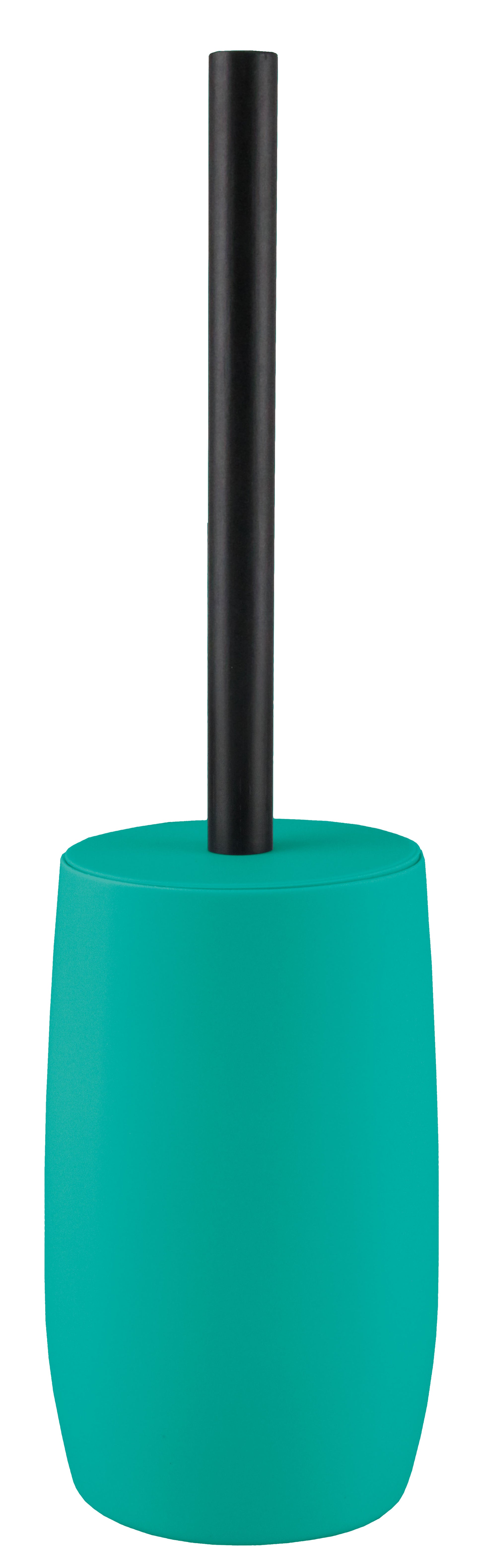 WC-Bürsten-Halter DAILY Türkis mit schwarzem Bürstengriff steht freigestellt vor weißem Hintergrund.