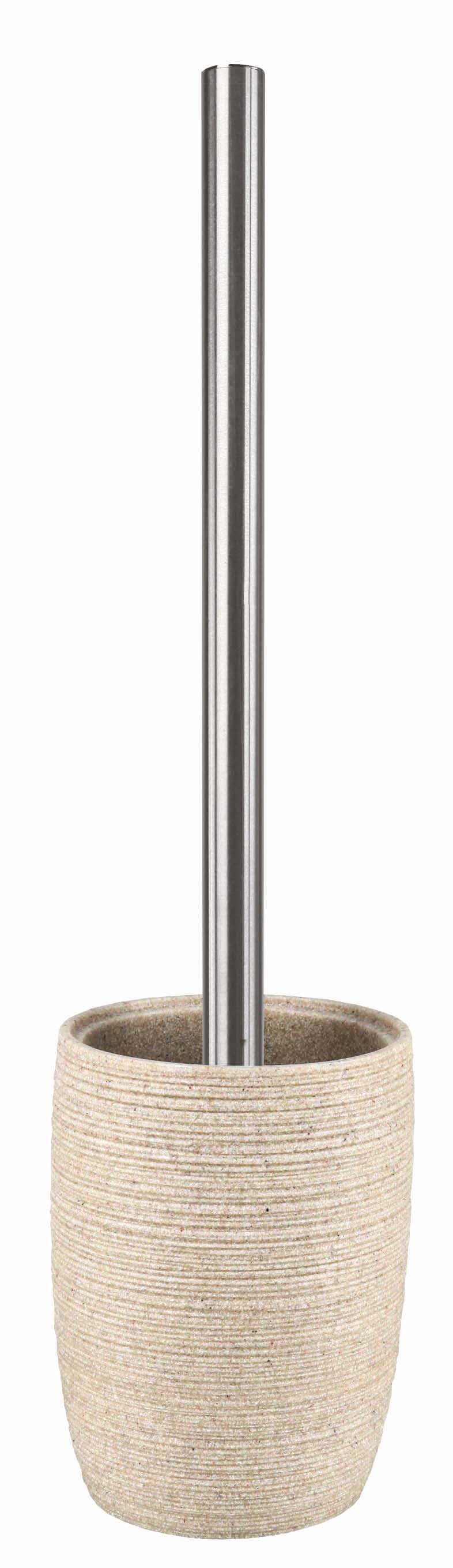 WC-Bürsten-Halter SAND Macadamia steht freistehend vor weißem Hintergrund.