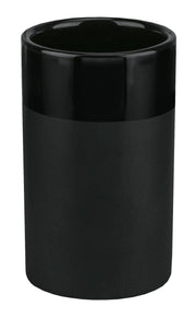 Der Zahnputzbecher DEEP Schwarz steht freistehend vor weißem Hintergrund.