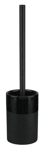 WC-Bürsten-Halter DEEP Schwarz steht als schwarze WC-Bürste mit Halter vor weißem Hintergrund.