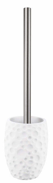 Toilettenbürste mit Edelstahlstiel in weißem, strukturiertem Halter