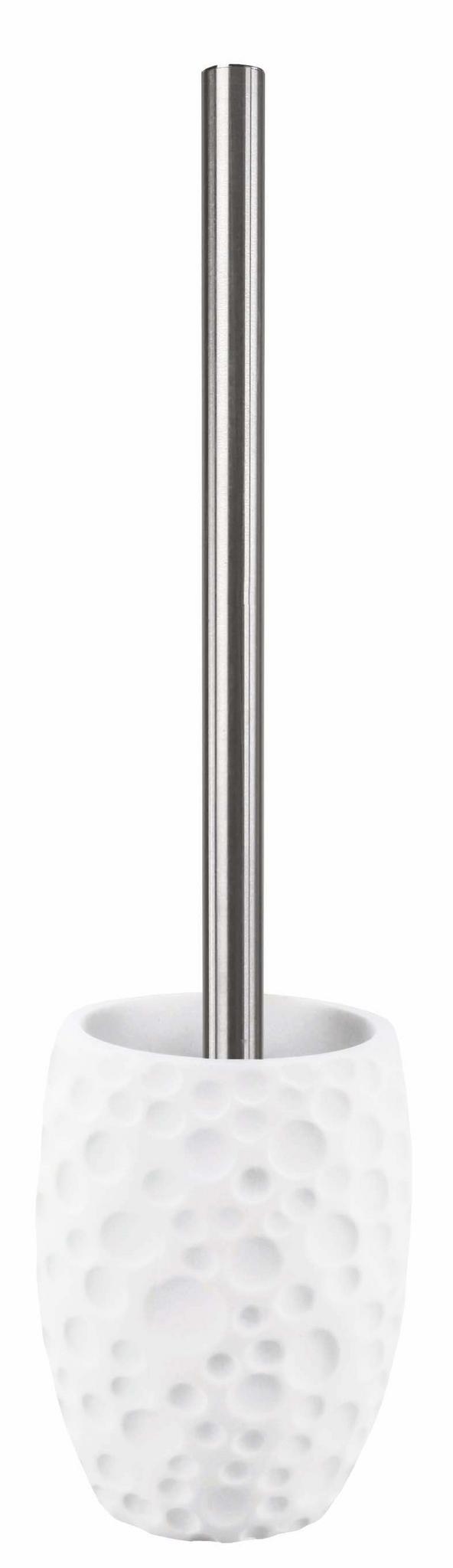 Toilettenbürste mit Edelstahlstiel in weißem, strukturiertem Halter