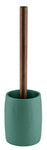WC-Bürste mit Holzstiel in zylindrischem, mattgrünem Halter aus Keramik