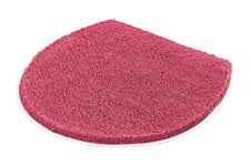 Halbkreisförmiger flacher pinker Badteppich mit weichem weißem Rand