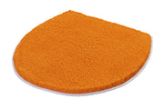 Runder, flacher WC-Sitzbezug aus orangefarbenem Frottee-Stoff Material