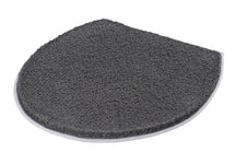 Halbrunder, dunkelgrauer WC-Vorleger aus flachem weichem Badteppichstoff
