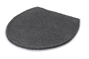 Halbrunder, dunkelgrauer WC-Vorleger aus flachem weichem Badteppichstoff