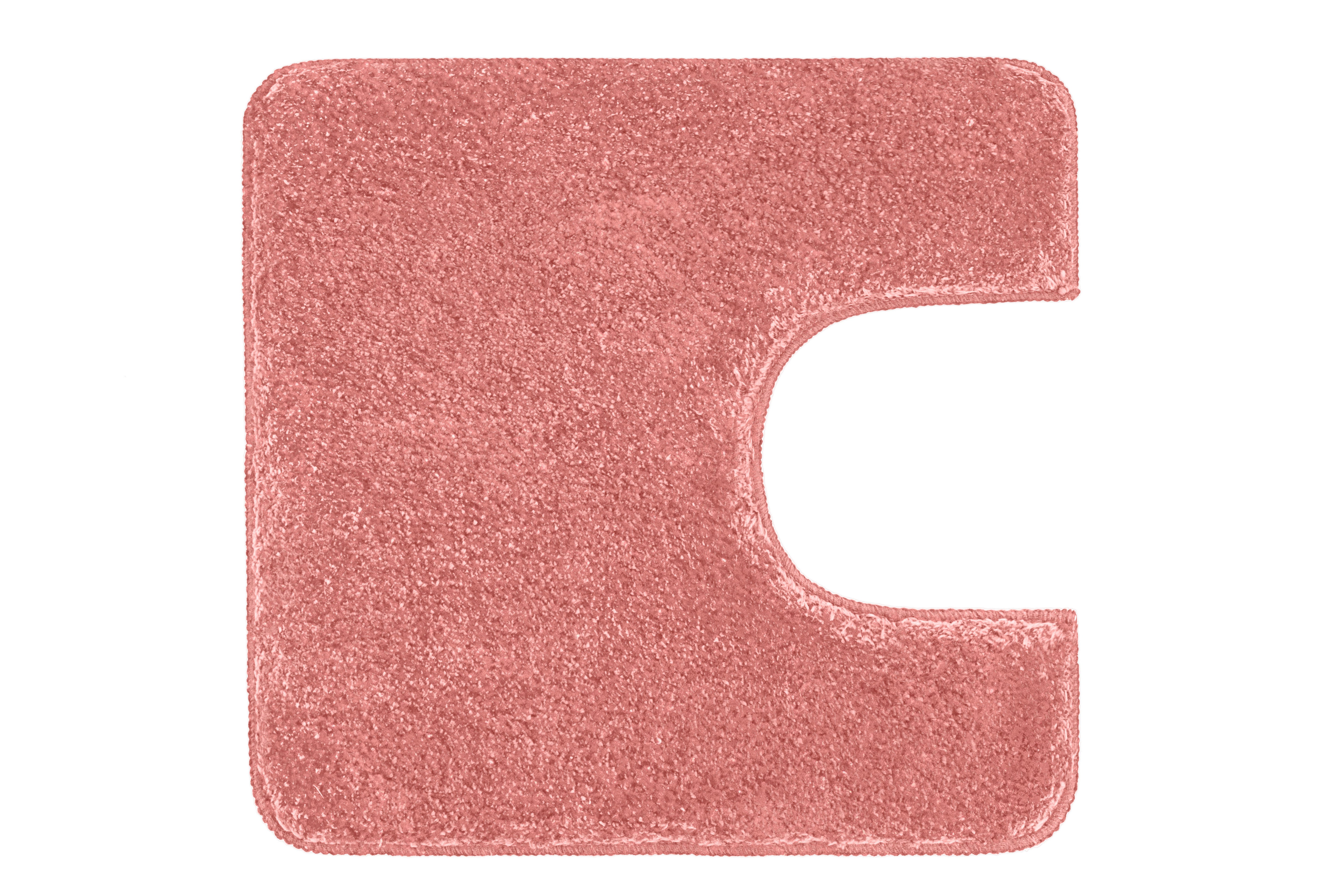 Rechteckiger rosafarbener WC-Vorleger aus Flauschteppich mit Ausschnitt