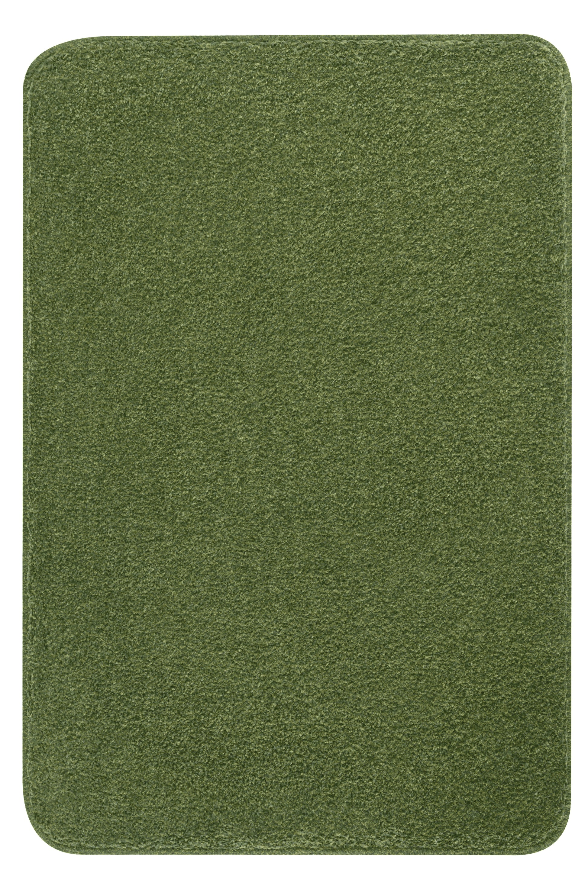 Rechteckiger, grüner Badteppich mit weicher Oberfläche und Rundkanten