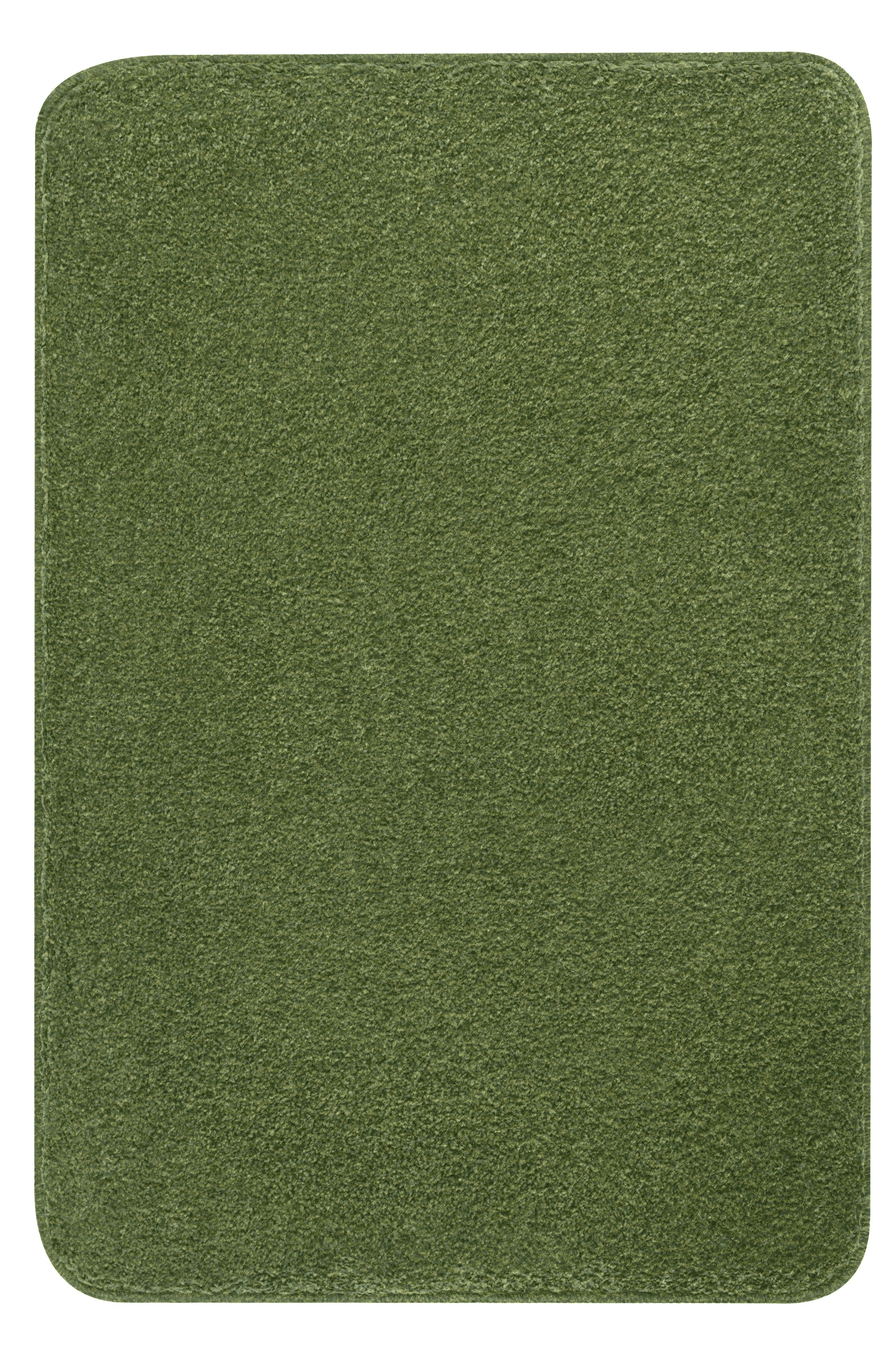 Rechteckiger, grüner Badteppich mit weicher Oberfläche und Rundkanten