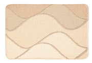Badteppich FIONA in Bahamabeige zeigt welliges Muster in 70 x 120 cm Rechteckform.