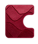 Roter U-förmiger WC-Vorleger mit geschwungenem Wellenmuster in Rottönen