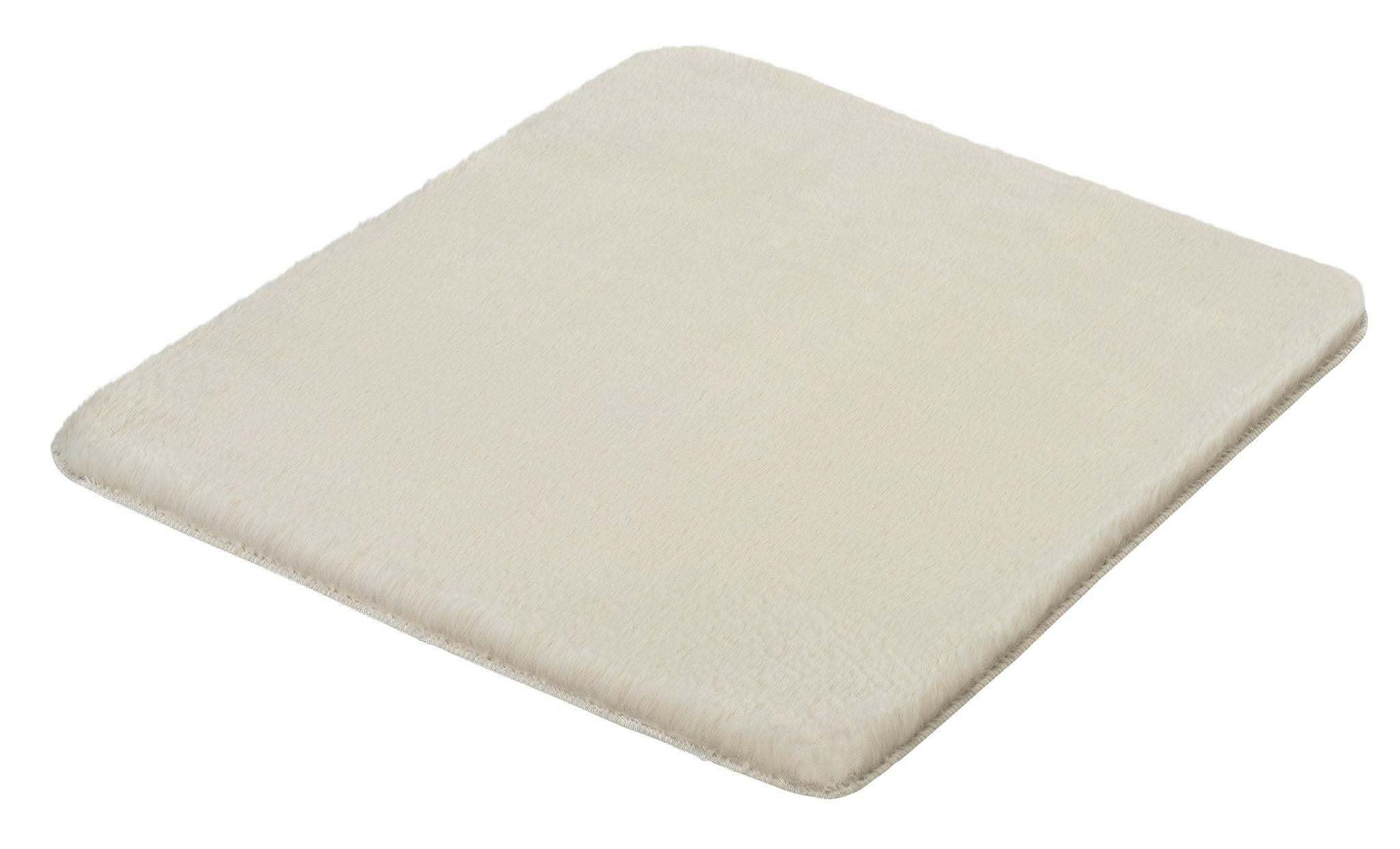 Rechteckige Badematte in hellem Beige mit weicher, glatter Oberfläche