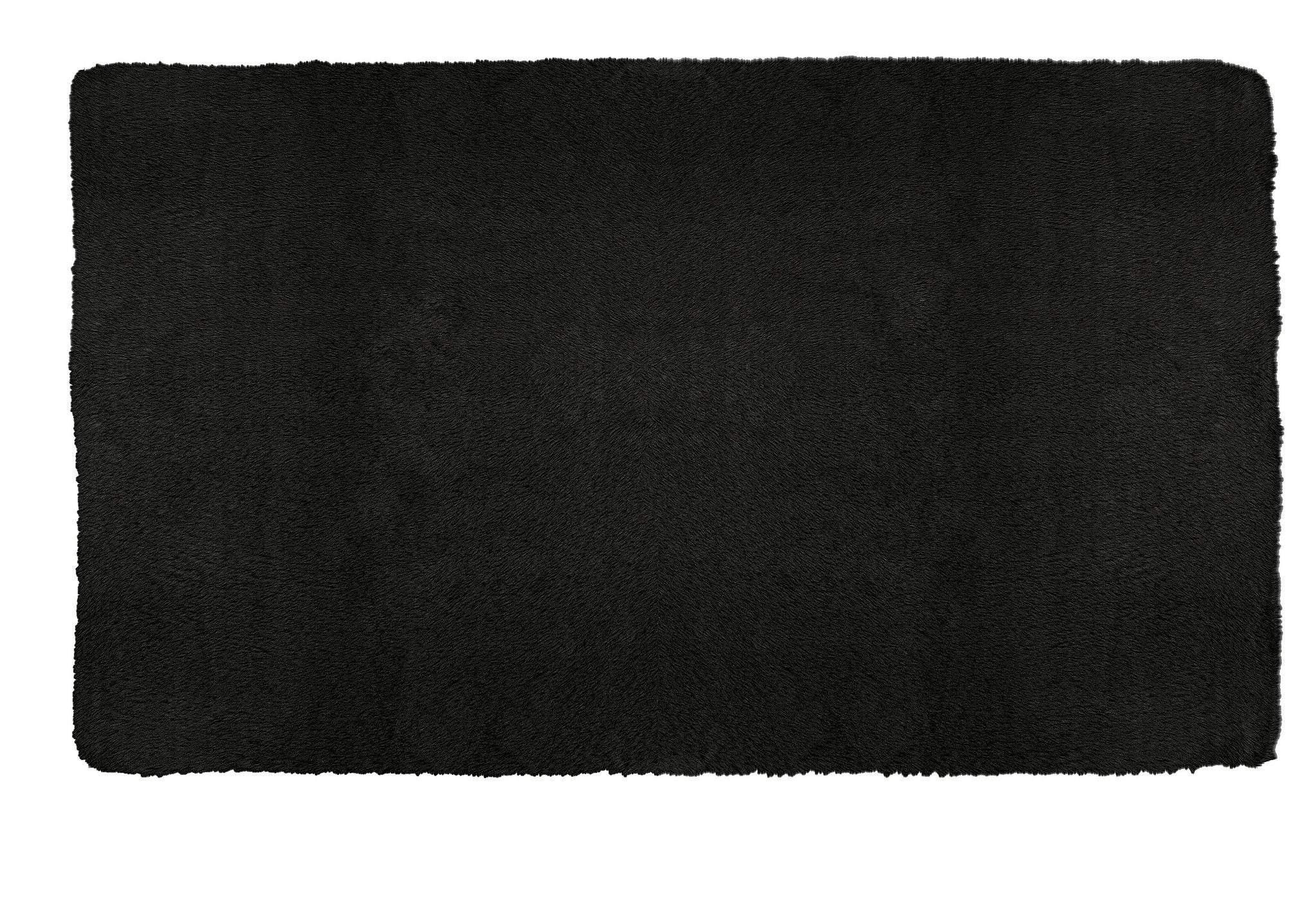 Rechteckige schwarze Badematte mit weicher, flauschiger Oberfläche