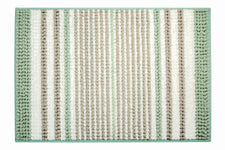 Quadratische Badematte mit grünen, weißen und grauen breiten Streifen