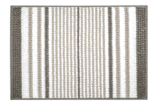 Quadratischer Badteppich mit grauen und weißen breiten Längsstreifen