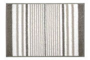 Quadratischer Badteppich mit grauen und weißen breiten Längsstreifen