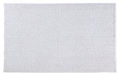 Rechteckige weiße Badematte mit dichter, feiner Schlingenstruktur