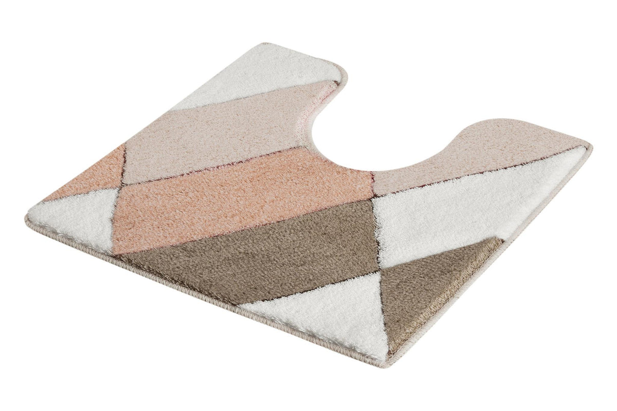 U-förmiger Badteppich mit geometrischem Muster in sanften Pastellfarben