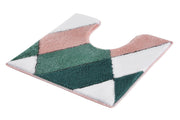 U-förmiger WC-Vorleger mit geometrischem Muster in Rosa, Grün, Weiß
