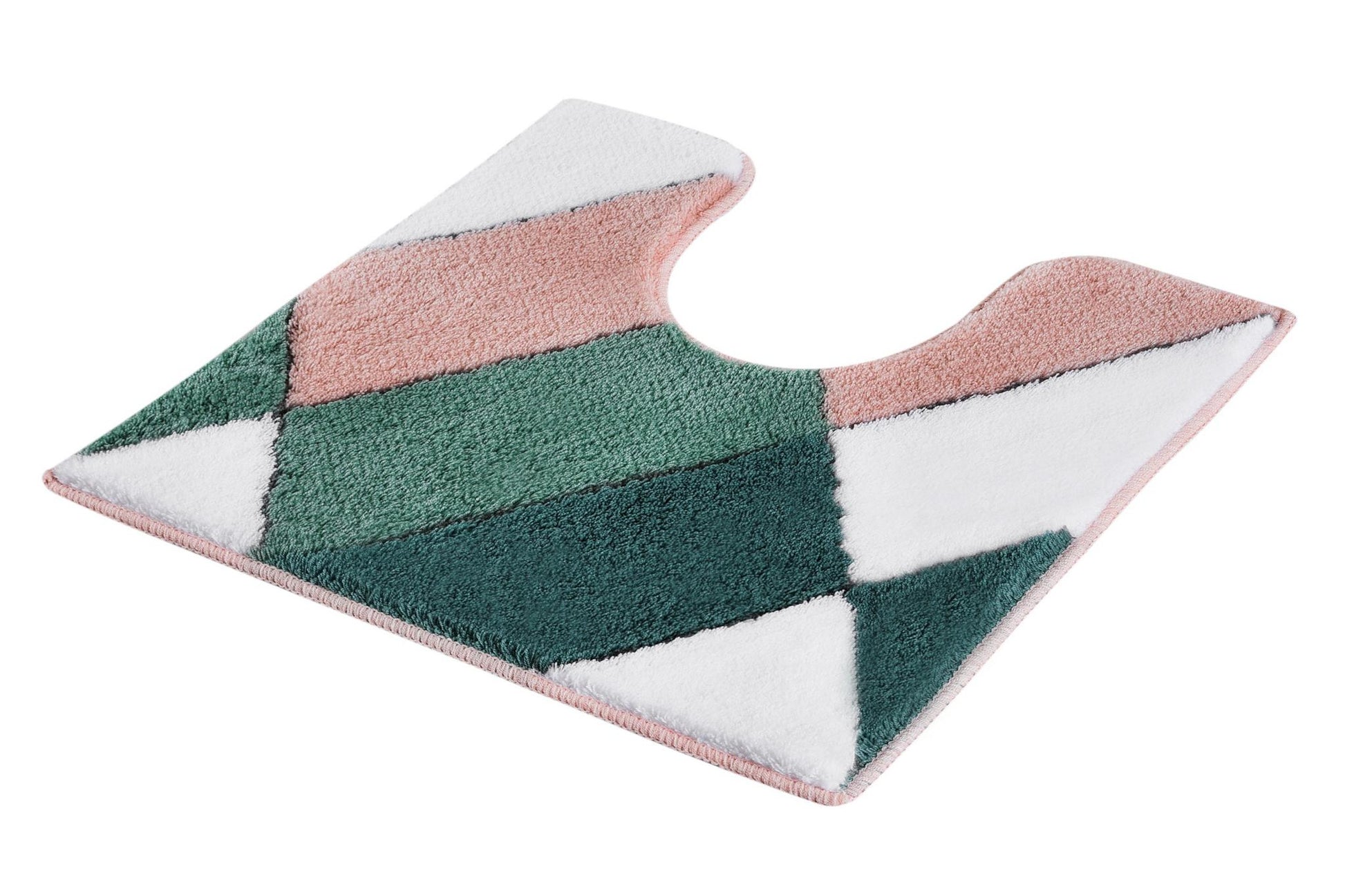 U-förmiger WC-Vorleger mit geometrischem Muster in Rosa, Grün, Weiß