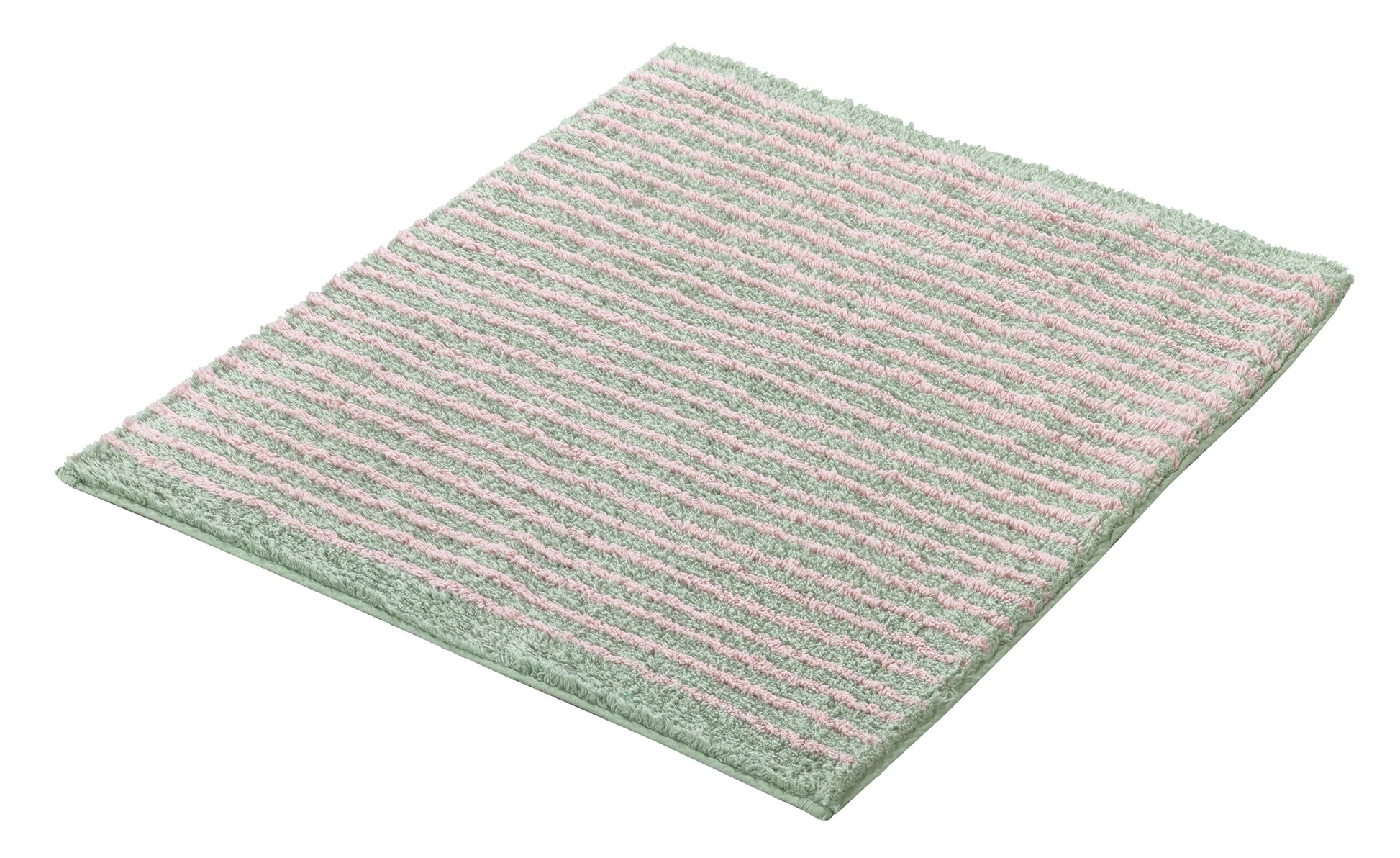 Mintgrünes Handtuch mit feinen rosa Streifen, rechteckig gefaltet
