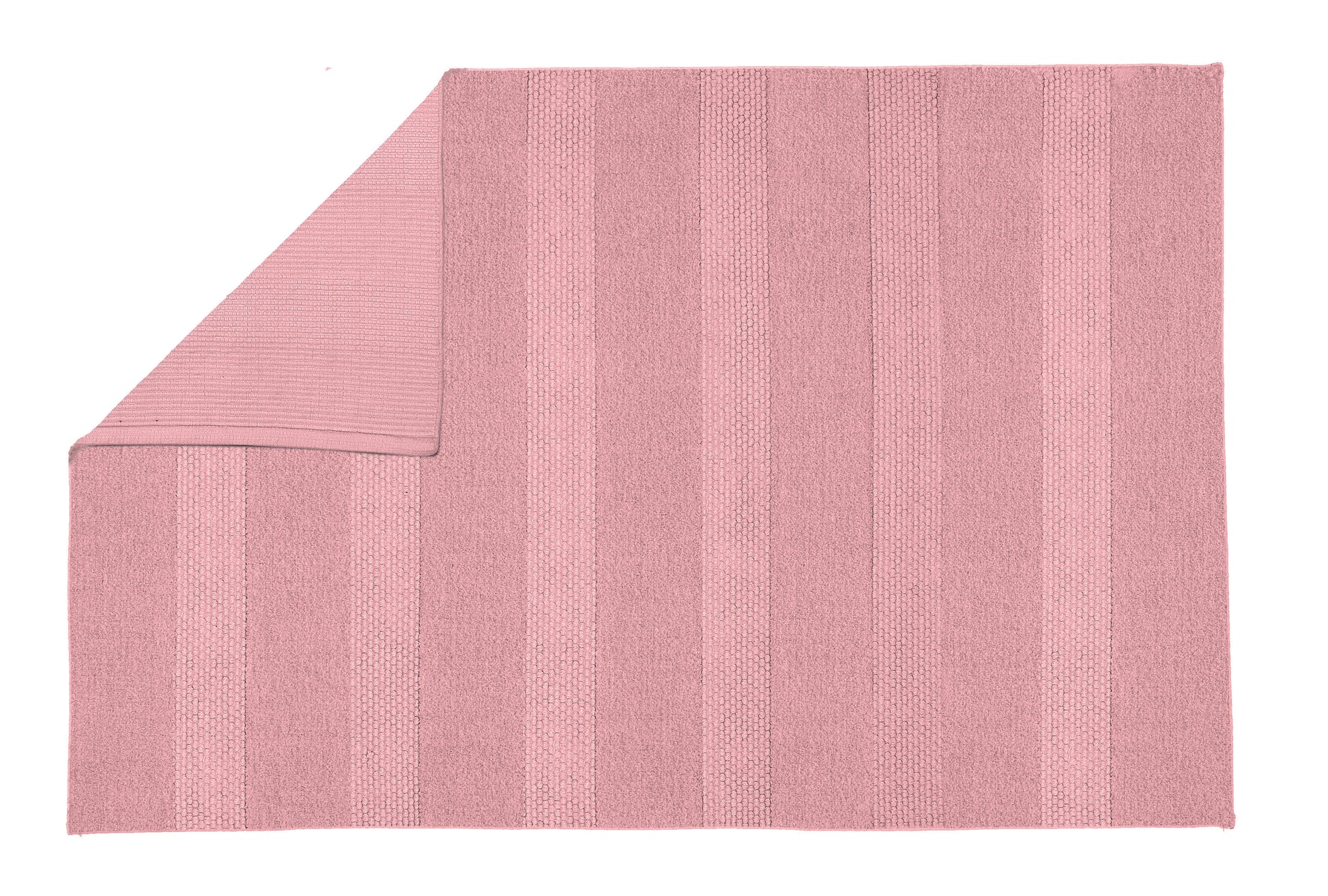 Rosa Handtuch mit Streifenmuster, aufgeklappt mit umgeschlagener Ecke