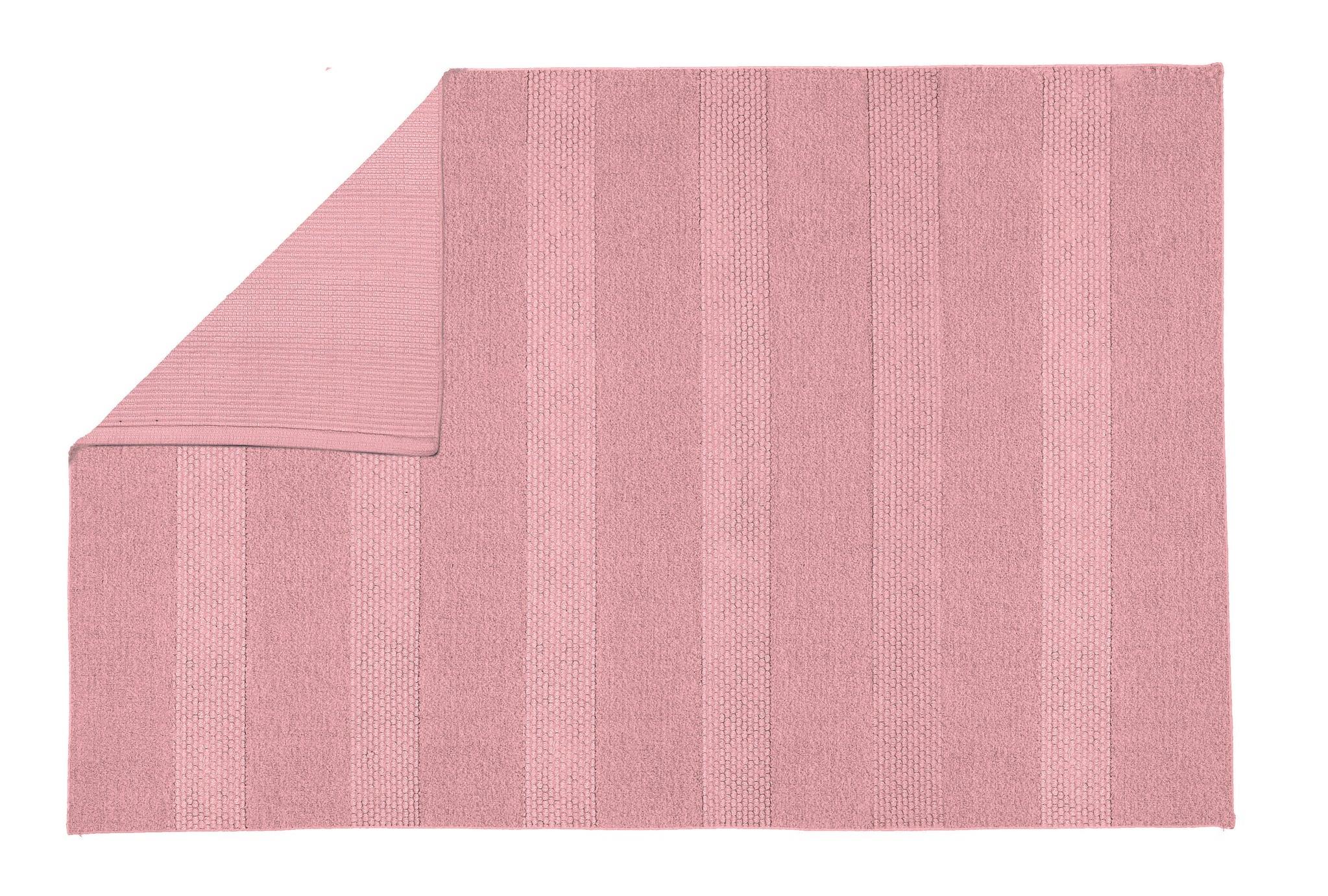 Rosa Handtuch mit Streifenmuster, aufgeklappt mit umgeschlagener Ecke