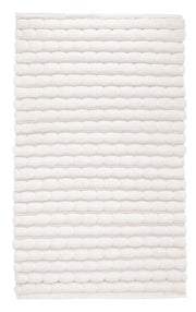 Rechteckige weiße Badematte mit strukturierter, gewebter Oberfläche
