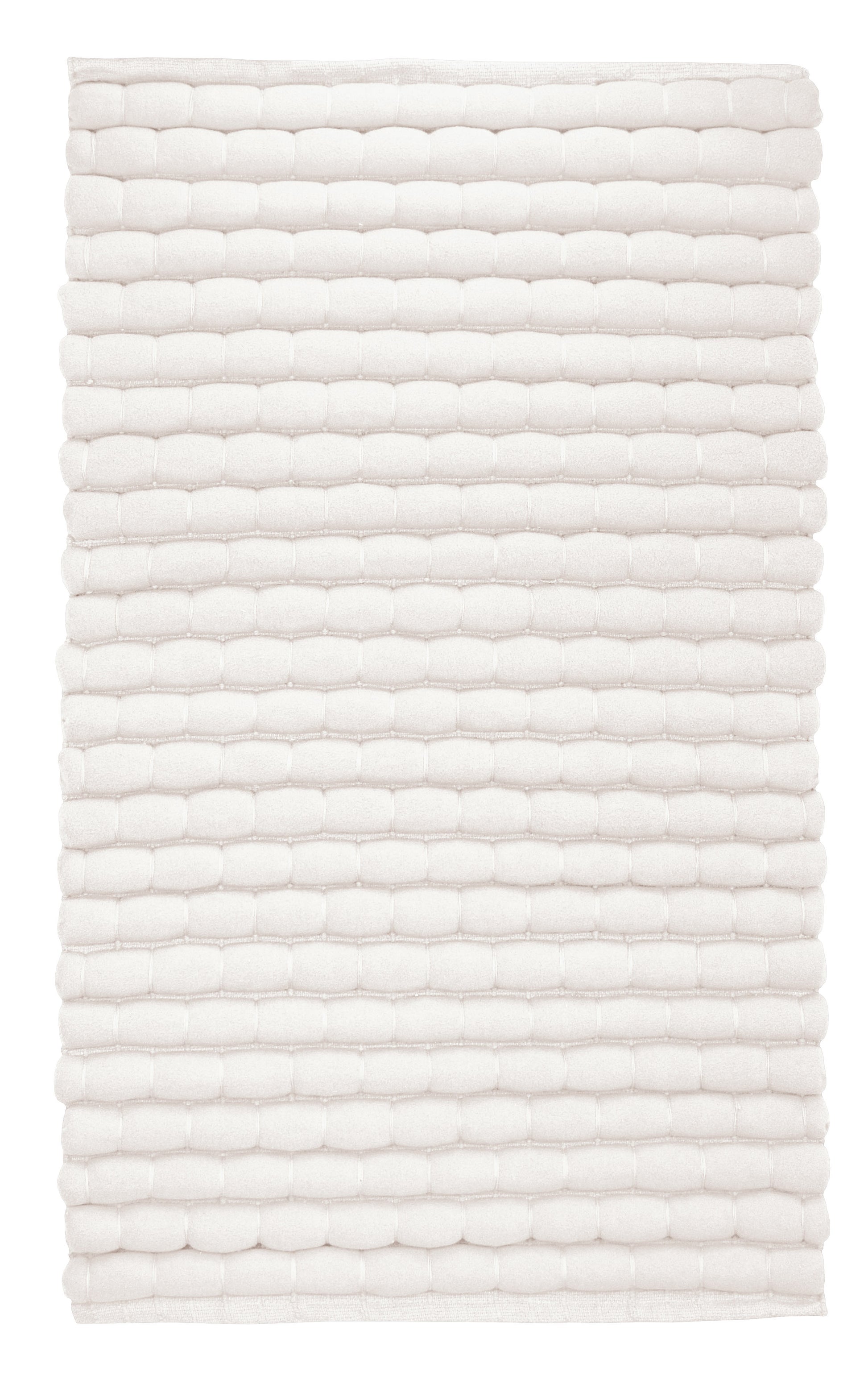 Rechteckige weiße Badematte mit strukturierter, gewebter Oberfläche