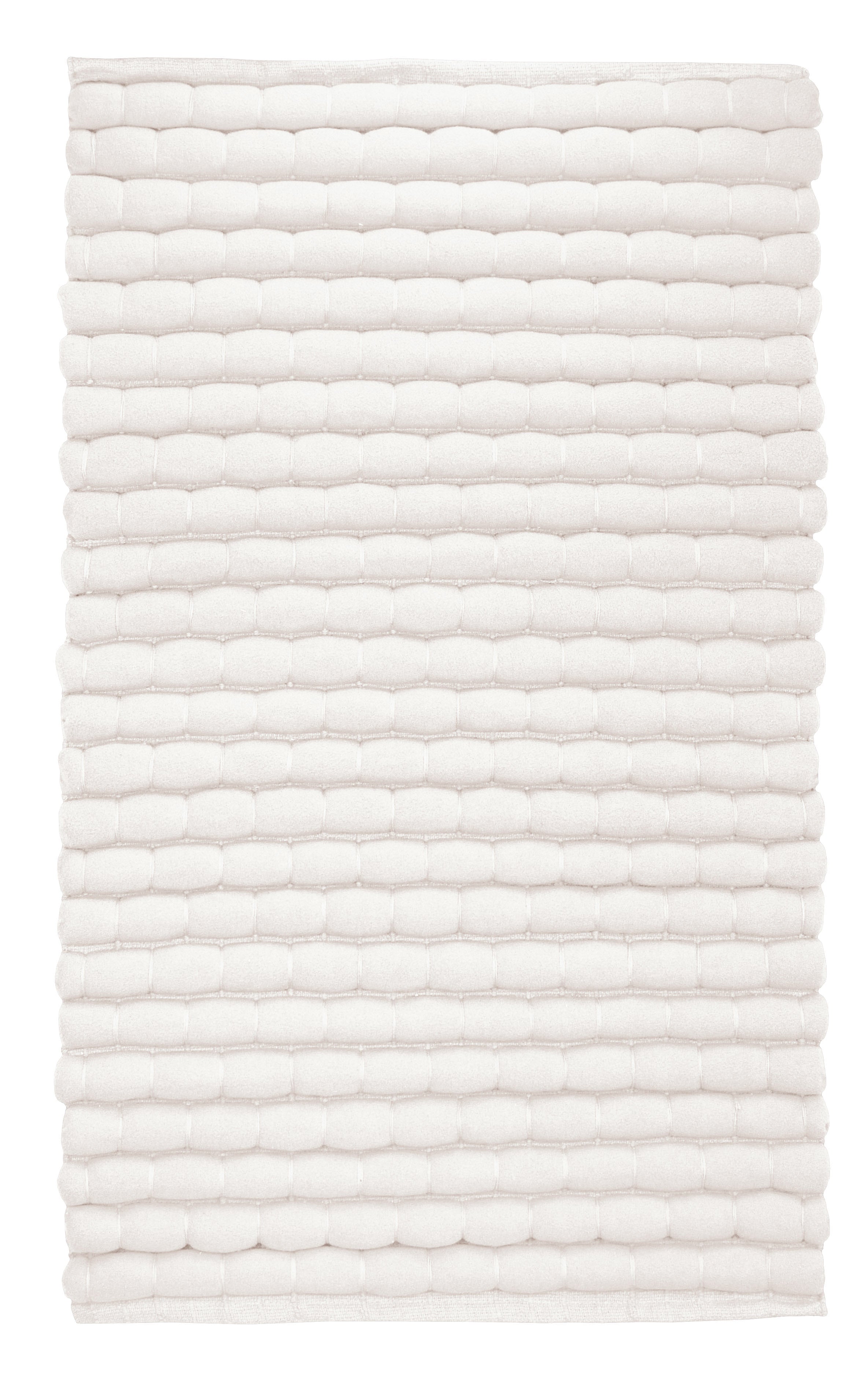 Rechteckige weiße Badematte mit strukturierter, gewebter Oberfläche