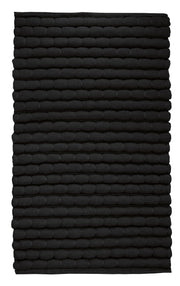 Schwarzer rechteckiger Badvorleger mit dicker, gepolsterter Struktur