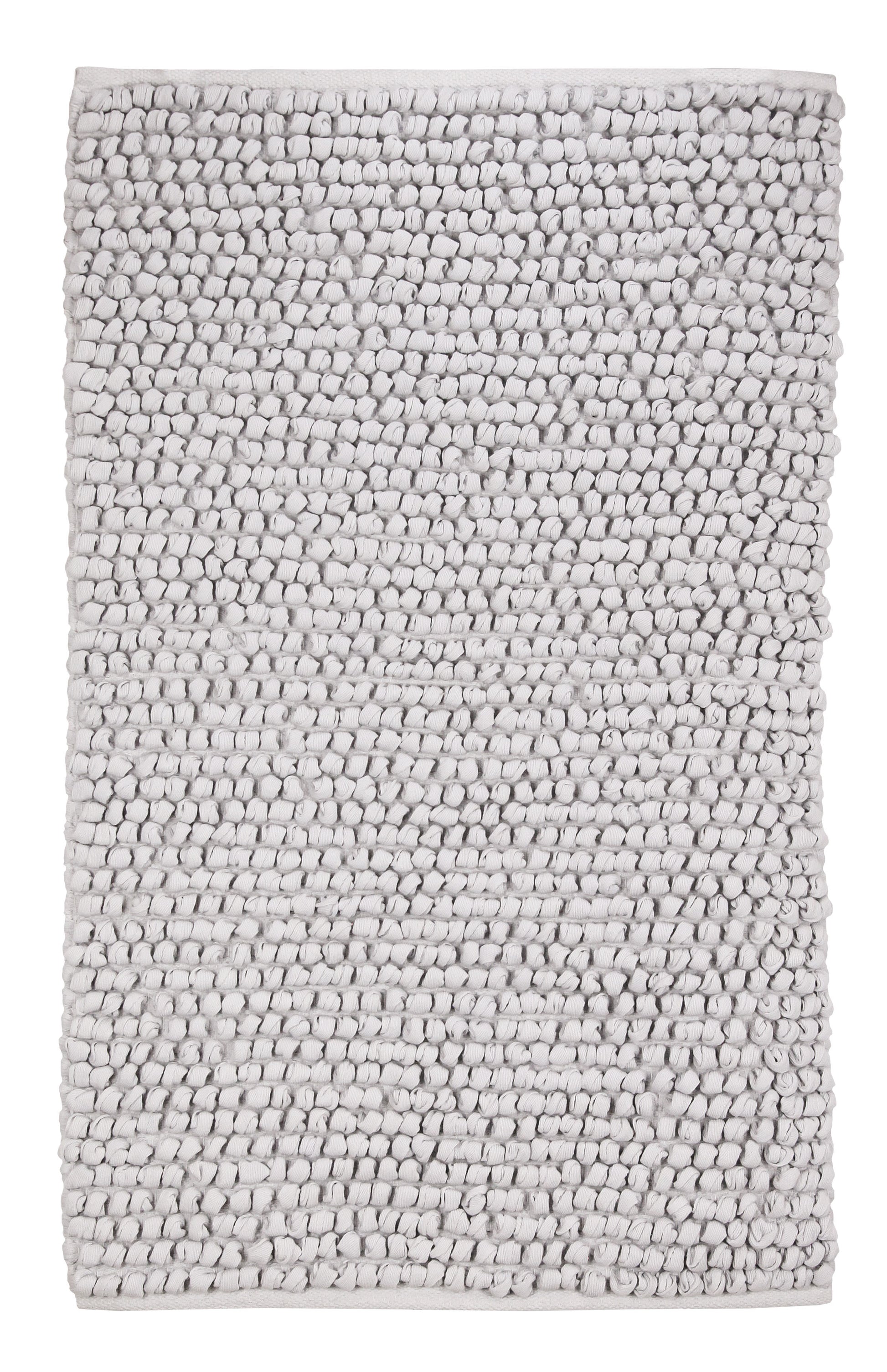 Badteppich BRAVA in Silbergrau mit strukturierter Oberfläche in der Größe 60 x 100 cm ist zu sehen.