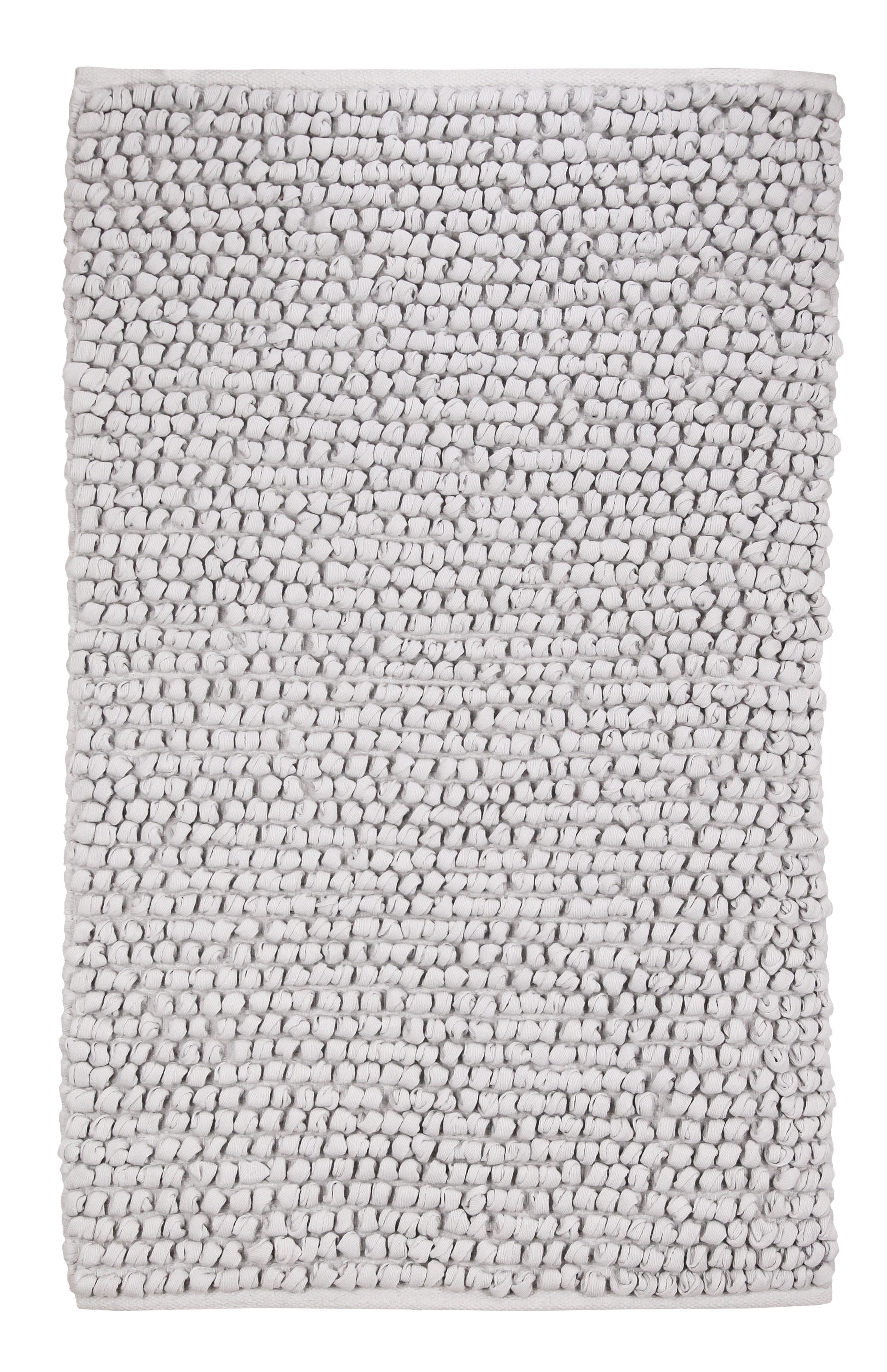 Badteppich BRAVA in Silbergrau mit strukturierter Oberfläche in der Größe 60 x 100 cm ist zu sehen.