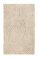 Beiger Badematte mit hoch-tief Struktur und geschwungenem Wellenmuster