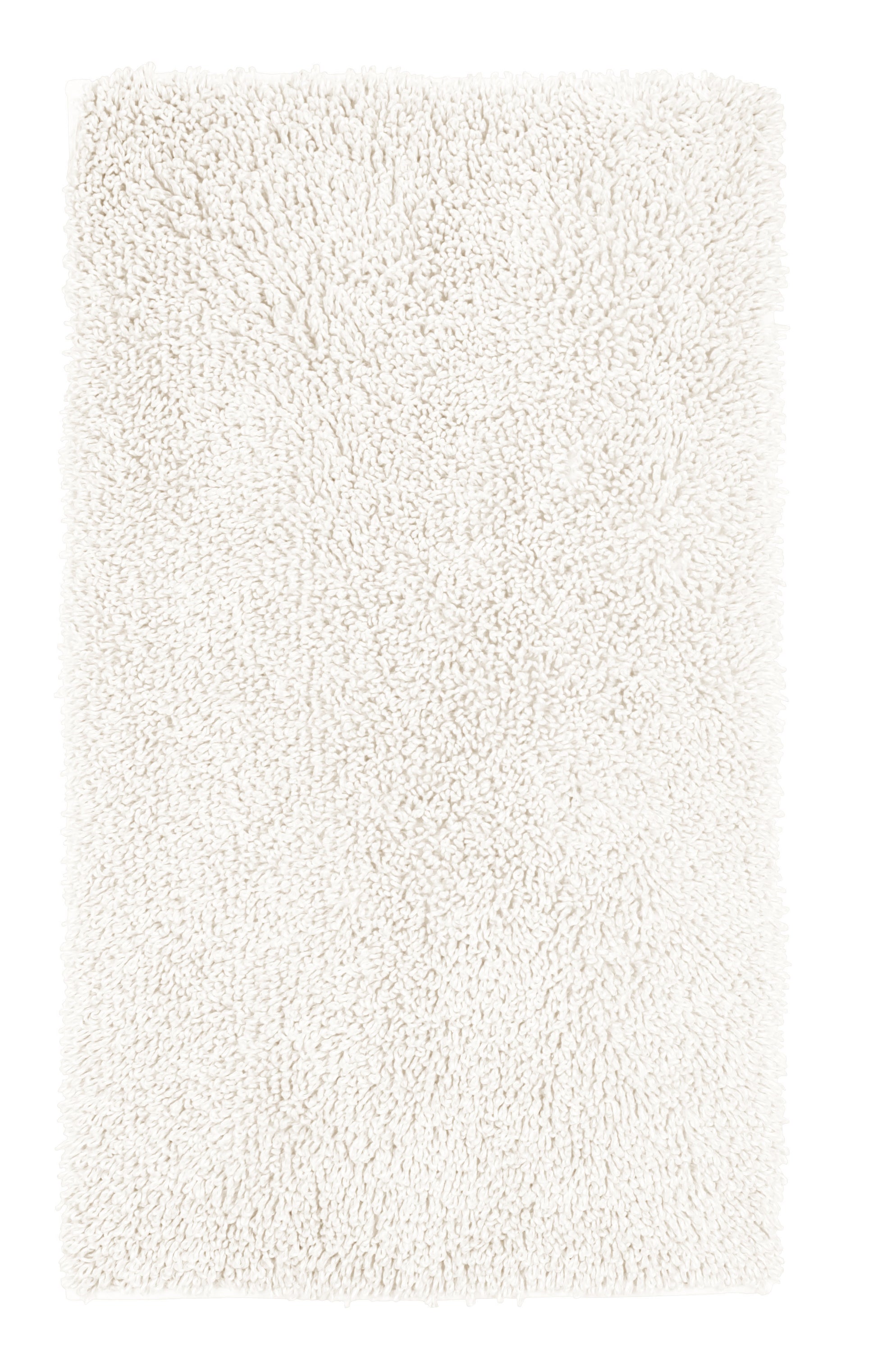 Der Badteppich DANA in Polarweiß 70 x 120 cm liegt flach mit flauschiger Oberfläche.