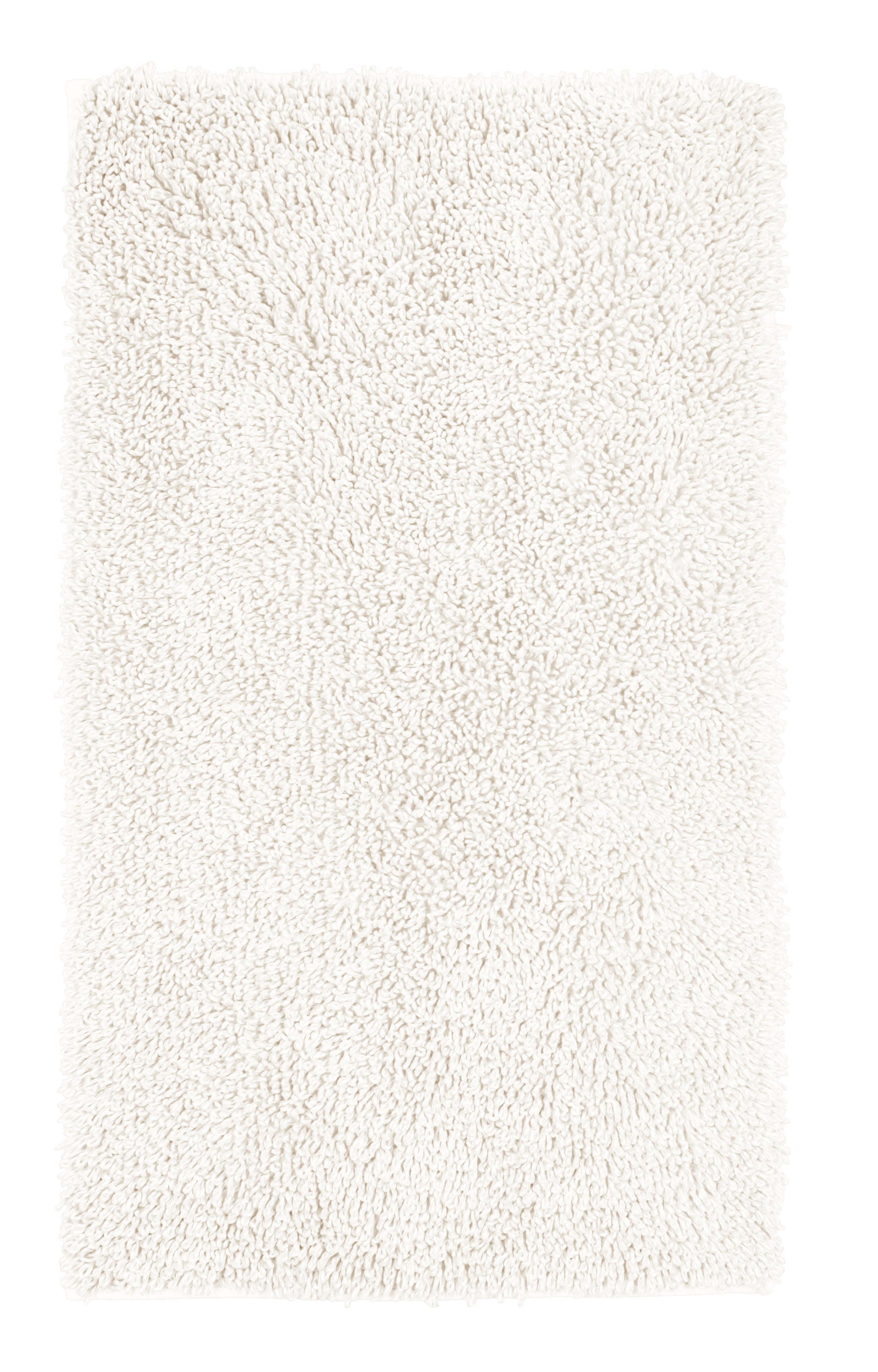 Der Badteppich DANA in Polarweiß 70 x 120 cm liegt flach mit flauschiger Oberfläche.