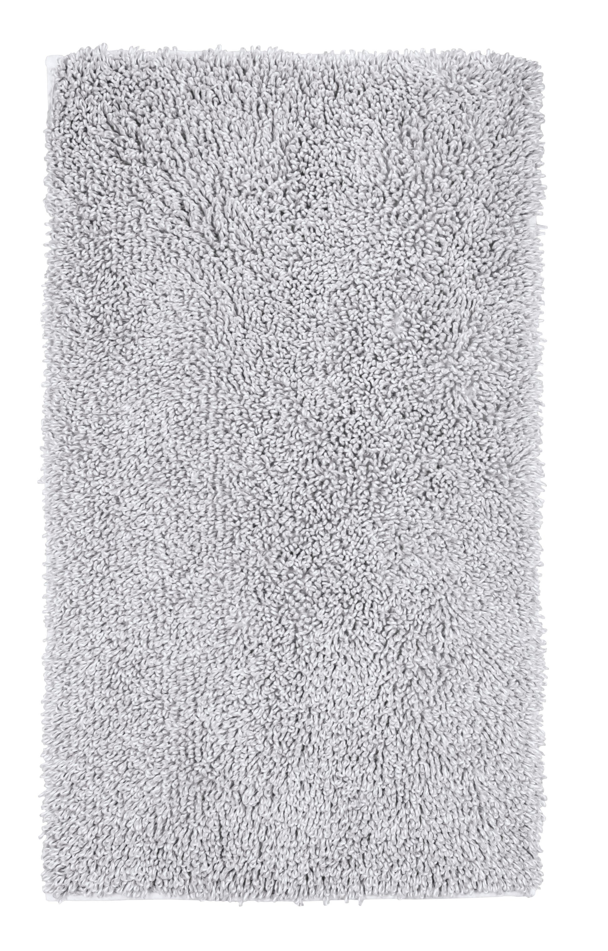 Badteppich DANA in Silbergrau 60 x 100 cm liegt flach und zeigt seine flauschige Oberfläche.