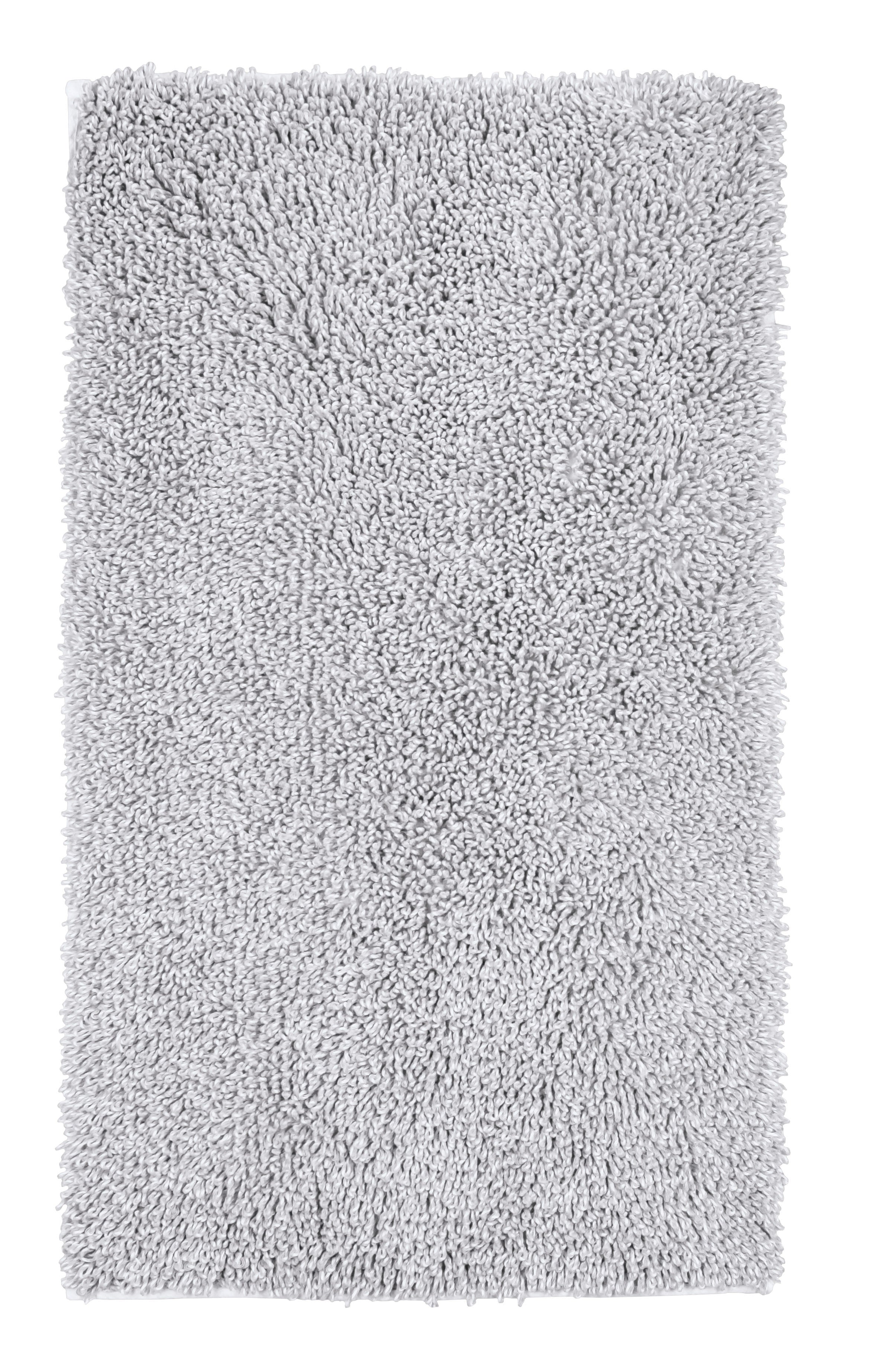 Badteppich DANA in Silbergrau 60 x 100 cm liegt flach und zeigt seine flauschige Oberfläche.