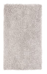 Rechteckiger, hochfloriger, hellgrauer Badematte-Teppich von oben