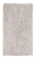 Rechteckiger, hochfloriger, hellgrauer Badematte-Teppich von oben