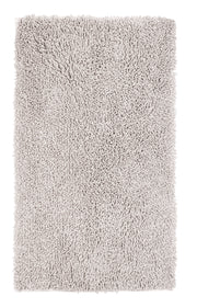 Badteppich DANA seidenfarben 60 x 100 cm als rechteckiger, flauschiger Hochflor-Badvorleger von oben.