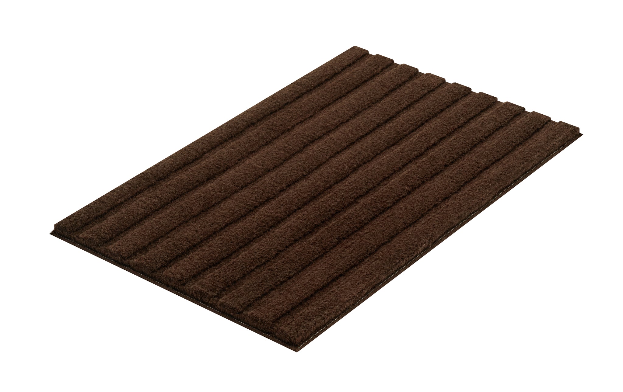 Rechteckige braune Badematte mit geriffelter, weicher Oberfläche