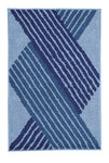 Hell- und dunkelblaue Badematte mit breitem, diagonalem Streifenmuster