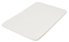 Rechteckige, flauschige Badematte in Uni-Weiß mit weicher Oberfläche