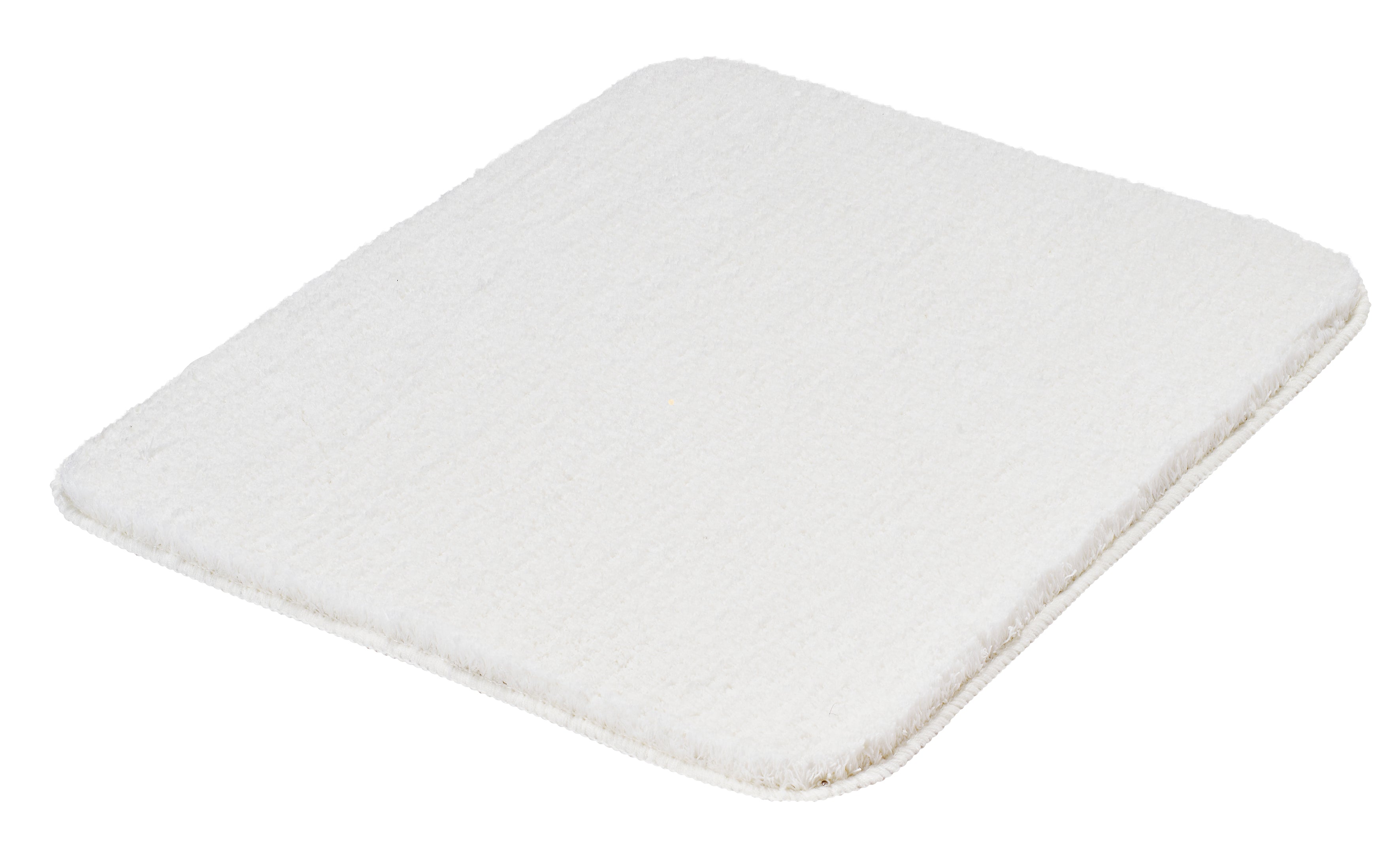 Badteppich MARCO Weiß 50 x 60 cm liegt rechteckig auf hellem Untergrund.