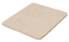 Rechteckige, flache Badematte aus beigefarbenem, dichtem Flor Textil