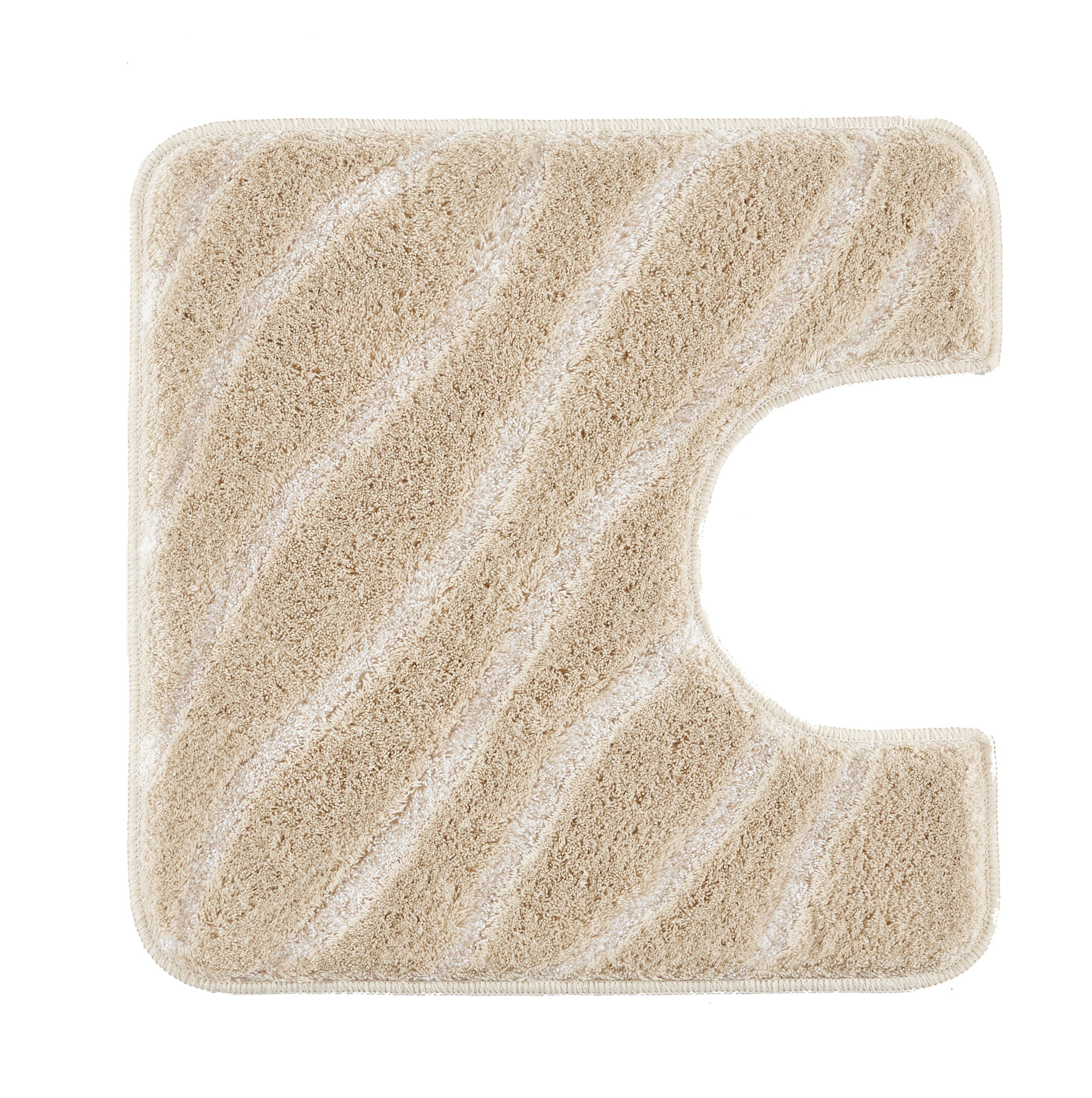 WC-Vorleger TRAM Caramel 55 x 55 cm mit Ausschnitt in beige gemustert von oben fotografiert.